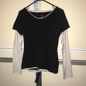 Black tee shirt with white undershirt